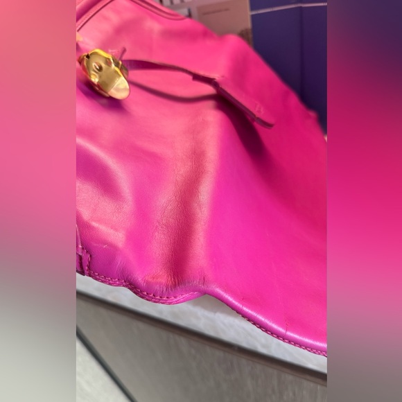 Alexander McQueen Skull Padlock Fold Over Clutch Fucshia - Picture 7 of 16